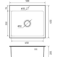 Кухонная мойка GranFest Metal нержавеющая сталь AISI 304 PVD GF-5045 Графит (с сифоном) - Превью изображения №4 — Интернет-магазин Time-Shop
