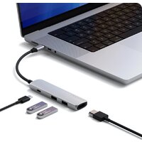 Док-станция Satechi 4-in-1 USB-C Slim Multiport Adapter 4K ST-P4SS (серебристый) - Превью изображения №4 — Интернет-магазин Time-Shop