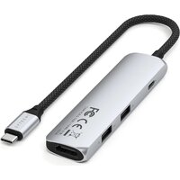 Док-станция Satechi 4-in-1 USB-C Slim Multiport Adapter 4K ST-P4SS (серебристый) - Превью изображения №3 — Интернет-магазин Time-Shop