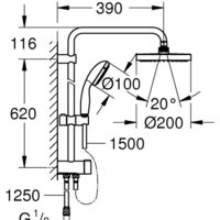 Душевая система  Grohe New Tempesta System 200 27389002 - Превью изображения №2 — Интернет-магазин Time-Shop