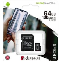 Карта памяти Kingston Canvas Select Plus microSDXC 64GB SDCS2/64GB (с адаптером) - Превью изображения №3 — Интернет-магазин Time-Shop