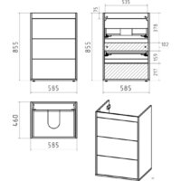  Brevita Тумба под умывальник Grafit 60 GRA-01060-023Я (левый, белый) - Превью изображения №6 — Интернет-магазин Time-Shop