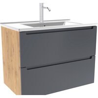ЗОВ Тумба с умывальником Дион 80 D80LHO0M7015МKV5-OL80 (графит матовый/дуб)