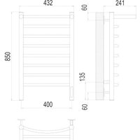 Полотенцесушитель TERMINUS Классик П8 400x850 с полкой бп электро (хром) - Превью изображения №3 — Интернет-магазин Time-Shop
