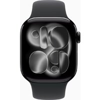 Умные часы Apple Watch Series 11 42 мм (алюминиевый корпус, черный/черный, спортивный силиконовый ремешок S/M) - Превью изображения №2 — Интернет-магазин Time-Shop