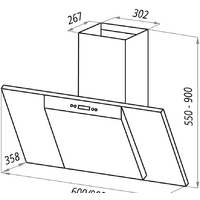 Кухонная вытяжка MAUNFELD Gloria 90 (нержавеющая сталь/прозрачное стекло) - Превью изображения №2 — Интернет-магазин Time-Shop