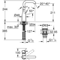 Смеситель Grohe Essence L-Size 23799001 - Превью изображения №2 — Интернет-магазин Time-Shop