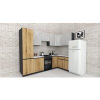 Готовая кухня ВерсоМебель Эко-7 1.4x2.6 правая (бетонный камень/дуб эвок прибрежный/ст.альберика) - Превью изображения №2 — Интернет-магазин Time-Shop