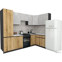 ВерсоМебель Эко-7 1.4x2.6 правая (бетонный камень/дуб эвок прибрежный/ст.альберика)