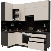 Готовая кухня ВерсоМебель Эко Премиум 1.2x2.4 левая (кашемир/ст. тунис) - Превью изображения №2 — Интернет-магазин Time-Shop