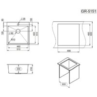 Кухонная мойка Granula GR-5151 (золото сатин) - Превью изображения №3 — Интернет-магазин Time-Shop