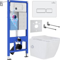 Roxen Cube Bidet в комплекте с инсталляцией StounFix Dual Fresh 6 в 1 577477 (кнопка: белый глянец)