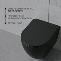 Унитаз подвесной Lauter Augsburg 21109EC + I012709 + I090138 (черный матовый с кнопкой смыва черный матовый) - Превью изображения №6 — Интернет-магазин Time-Shop