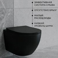 Унитаз подвесной Lauter Augsburg 21109EC + I012709 + I090138 (черный матовый с кнопкой смыва черный матовый) - Превью изображения №3 — Интернет-магазин Time-Shop