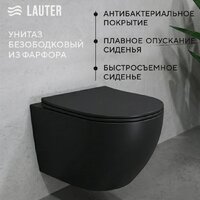 Унитаз подвесной Lauter Augsburg 21109EC + I012709 + I090138 (черный матовый с кнопкой смыва черный матовый) - Превью изображения №2 — Интернет-магазин Time-Shop