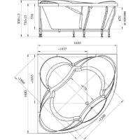 Ванна Radomir Филадельфия 168x168 1-01-4-0-1-042К (сифон бронза) - Превью изображения №3 — Интернет-магазин Time-Shop