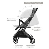Коляска прогулочная «книга» Indigo Onyx (серый) - Превью изображения №3 — Интернет-магазин Time-Shop
