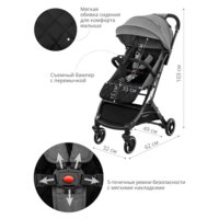 Коляска прогулочная «книга» Indigo Onyx (серый) - Превью изображения №7 — Интернет-магазин Time-Shop