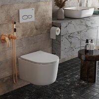 Унитаз подвесной Roxen Simple Compact в комплекте с инсталляцией StounFix Dual Fresh 6 в 1 966686 (кнопка: бежевый) - Превью изображения №13 — Интернет-магазин Time-Shop