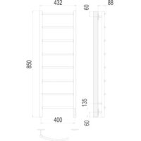 Полотенцесушитель TERMINUS Классик П8 400x850 нп электро (хром) - Превью изображения №3 — Интернет-магазин Time-Shop