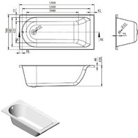 Ванна Bonito Home Bora 150x70 BH-BO-801-150/St (с ножками) - Превью изображения №4 — Интернет-магазин Time-Shop