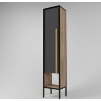  Дабер Шкаф-пенал 021 СТ21.0.2.4 (дуб канзас коричневый/серый/черный) - Превью изображения №2 — Интернет-магазин Time-Shop