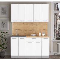 Готовая кухня Интерлиния Мила Лайт 1.5 (белый платинум/белый платинум/дуб бунратти) - Превью изображения №2 — Интернет-магазин Time-Shop