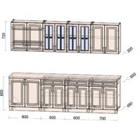 Готовая кухня Интерлиния Мила Шато 2.7А (белый/белый/кастилло темный) - Превью изображения №6 — Интернет-магазин Time-Shop
