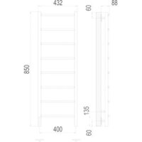 Полотенцесушитель TERMINUS Классик П8 400x850 L бп электро (хром) - Превью изображения №3 — Интернет-магазин Time-Shop