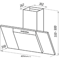 Кухонная вытяжка MAUNFELD Gloria 90 (нержавеющая сталь/черное стекло) - Превью изображения №2 — Интернет-магазин Time-Shop