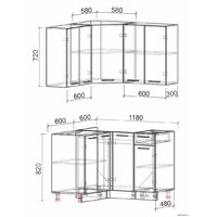 Готовая кухня Интерлиния Мила Лайт 1.2x1.2 без столешницы (серебристый/антрацит) - Превью изображения №2 — Интернет-магазин Time-Shop