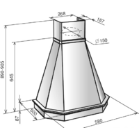 Кухонная вытяжка Elikor Камин Грань 90П-650-П3Л (бежевый/дуб неокрашенный) (840772) - Превью изображения №2 — Интернет-магазин Time-Shop