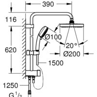Душевая система  Grohe New Tempesta Cosmopolitan System 200 27394002 - Превью изображения №5 — Интернет-магазин Time-Shop