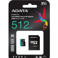 Карта памяти ADATA Premier Pro AUSDX512GUI3V30SA2-RA1 microSDXC 512GB (с адаптером) - Превью изображения №4 — Интернет-магазин Time-Shop