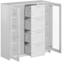 Тумба Mio Tesoro Сириус 2 двери со стеклом и 4 ящика 117x123 2.02.03.400.1 (белый) - Превью изображения №2 — Интернет-магазин Time-Shop