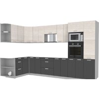 Интерлиния Мила Лайт 1.68x3.4 левая без столешницы (вудлайн кремовый/антрацит)