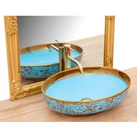 Умывальник Rea Margot (золотистый/синий) - Превью изображения №4 — Интернет-магазин Time-Shop