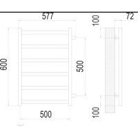 Полотенцесушитель TERMINUS Аврора П6 500x600 бп (матовое золото) - Превью изображения №2 — Интернет-магазин Time-Shop
