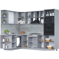 Готовая кухня Интерлиния Мила Лайт 1.68x2.6 левая (вудлайн кремовый/дуб веллингтон/серый каспий) - Превью изображения №2 — Интернет-магазин Time-Shop