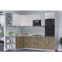 Готовая кухня Интерлиния Мила Лайт 1.68x2.6 левая (вудлайн кремовый/дуб веллингтон/серый каспий) - Превью изображения №3 — Интернет-магазин Time-Shop