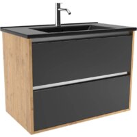  ЗОВ Тумба под умывальник Женева 80 (дуб/черный) - Превью изображения №4 — Интернет-магазин Time-Shop