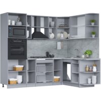 Готовая кухня Интерлиния Мила 1.68x2.4 правая (бетон лайт/бетон лайт/кастилло темный) - Превью изображения №2 — Интернет-магазин Time-Shop