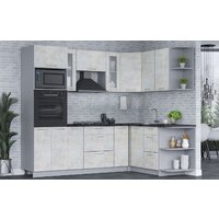 Готовая кухня Интерлиния Мила 1.68x2.4 правая (бетон лайт/бетон лайт/кастилло темный) - Превью изображения №3 — Интернет-магазин Time-Shop