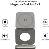 Беспроводное зарядное Magssory Fold Pro 3 в 1 WCH063 (титановый) - Превью изображения №8 — Интернет-магазин Time-Shop