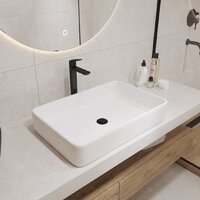 Умывальник Lauter 21842 + клапан 21190W + сифон 21635W (белый матовый) - Превью изображения №4 — Интернет-магазин Time-Shop