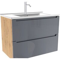 ЗОВ Тумба под умывальник Дион 100 D100LHO0M7015GKV5 (графит глянцевый/дуб)