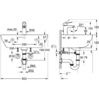 Умывальник Grohe Bau 39471000 (со смесителем) - Превью изображения №3 — Интернет-магазин Time-Shop