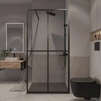 Душевая стенка Niagara NG-686-12BLACK 120x195 (черный матовый/прозрачное стекло) - Превью изображения №3 — Интернет-магазин Time-Shop