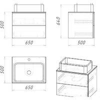  Grossman Тумба под умывальник Альба 65 106503 (веллингтон/белый) - Превью изображения №2 — Интернет-магазин Time-Shop
