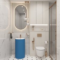 Умывальник Wellsee Chalice Perfection 230629000 (отдельностоящий, с отверстием под смеситель, цвет матовый темно-синий/глянцевый белый) - Превью изображения №7 — Интернет-магазин Time-Shop